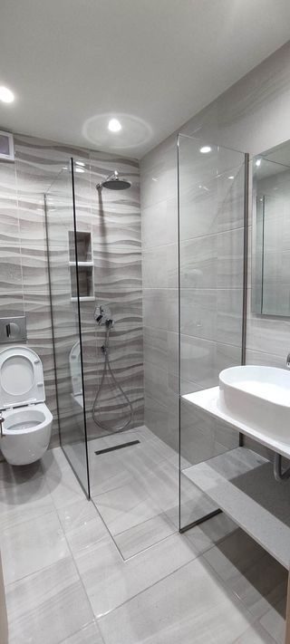 Bathroom with a walk in shower