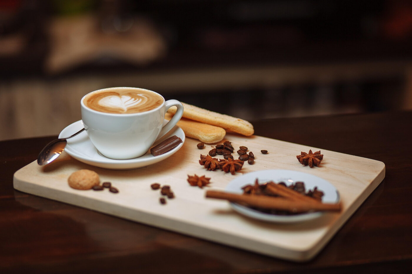 Cappuccino served with biscuits